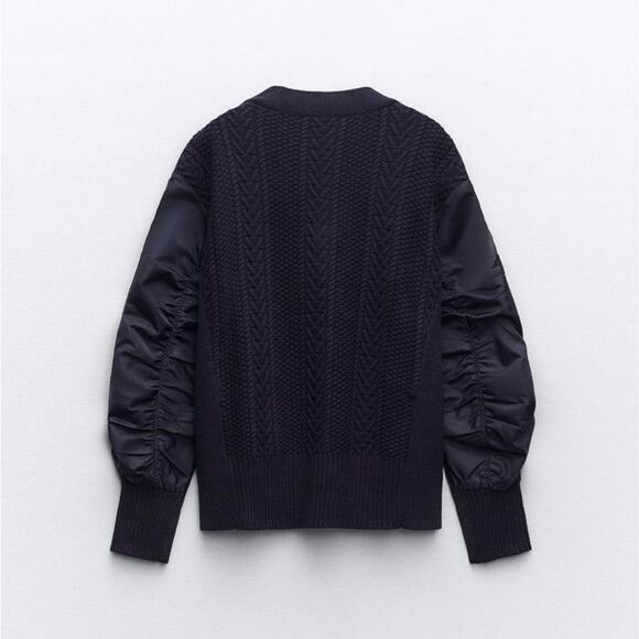 ZARA Knit Puffer Combo Cardigan Sweater - Picture 3 of 9